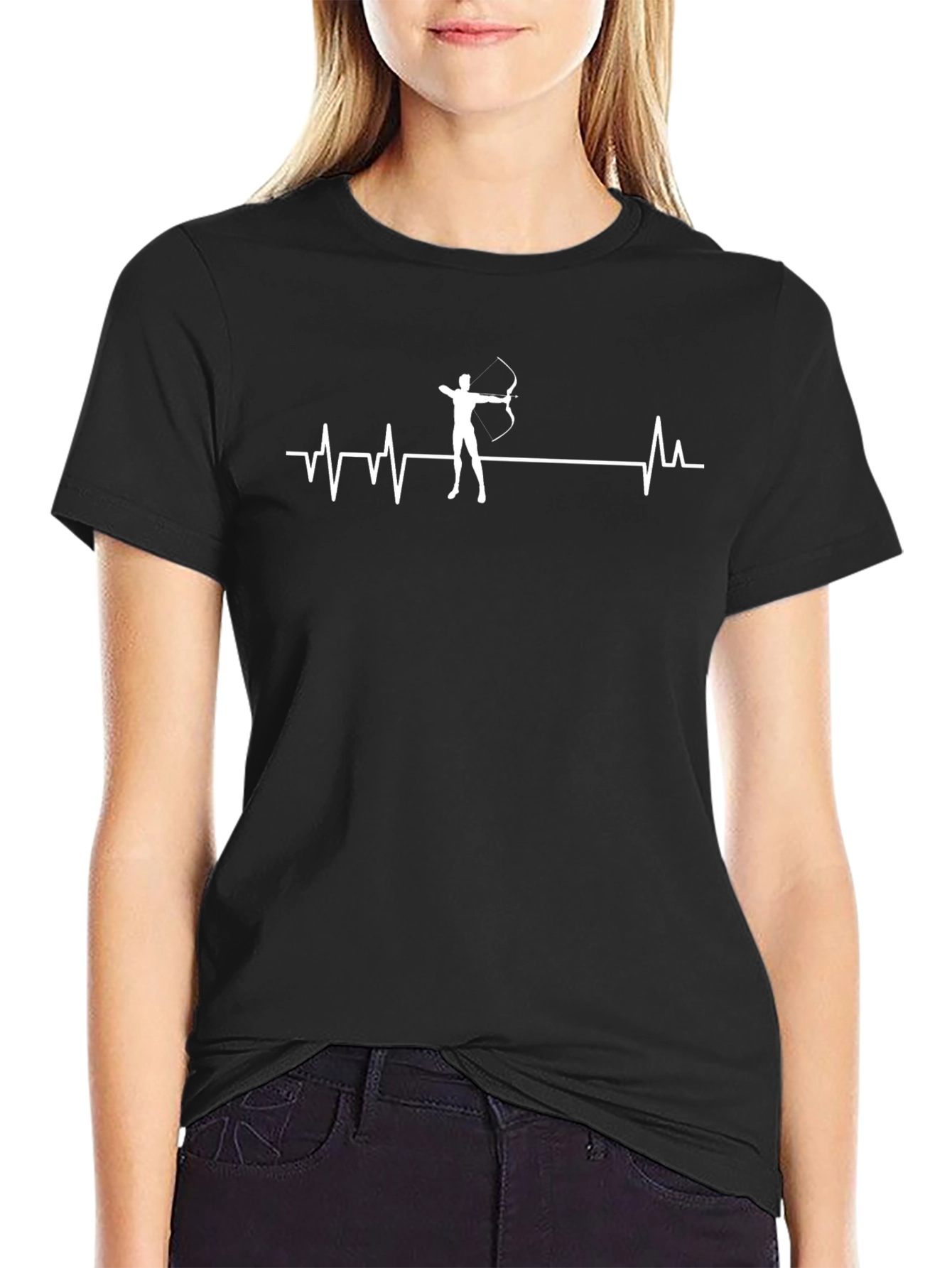 Archery Heartbeat Graphic Tee - Black Cotton T-Shirt