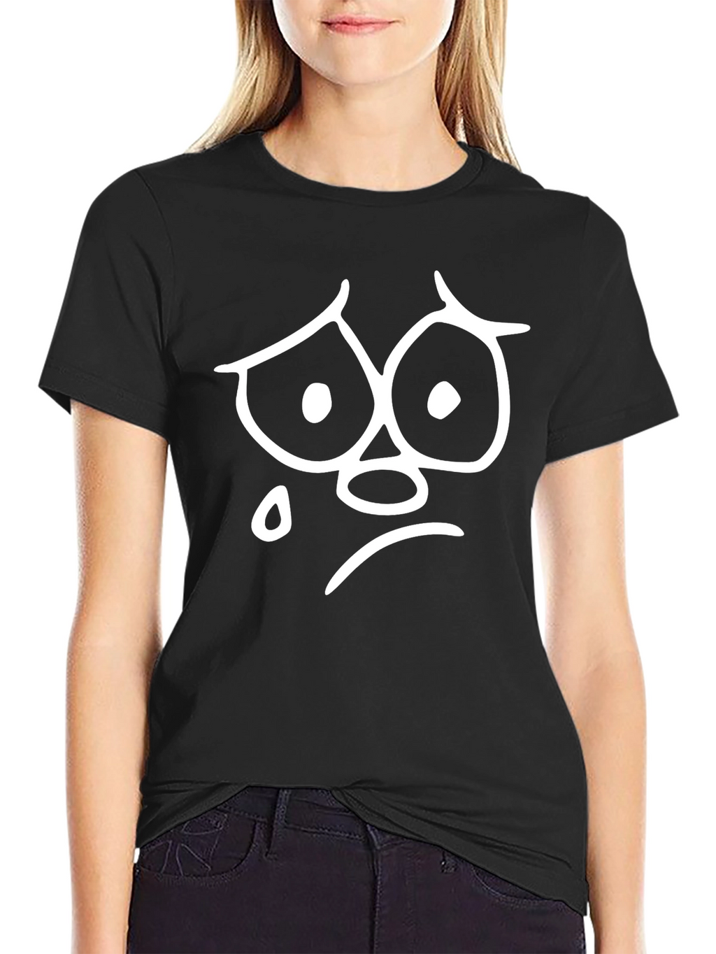 Sad Face Graphic Tee - Unisex Black T-Shirt