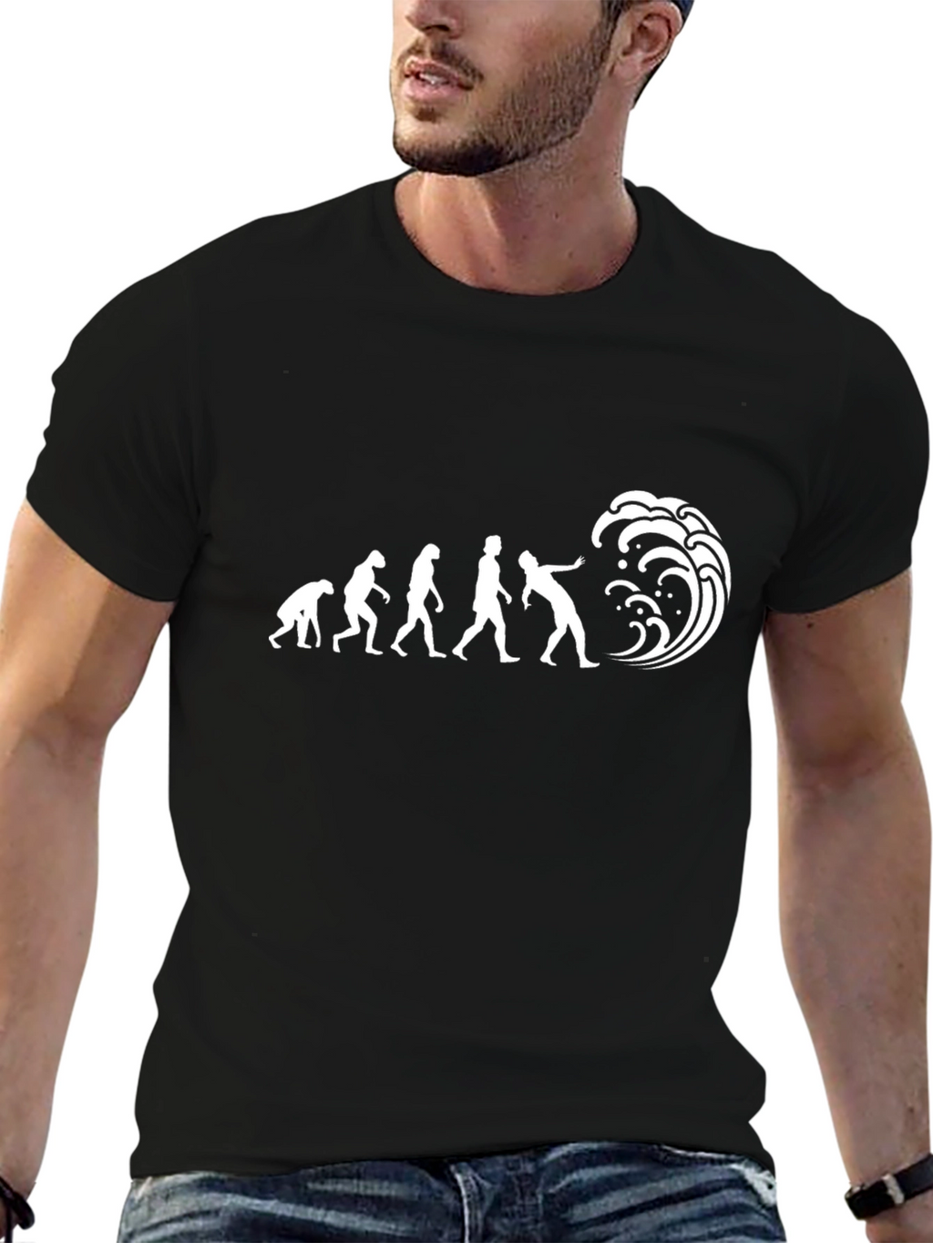 Evolution to Surfing T-Shirt - Black