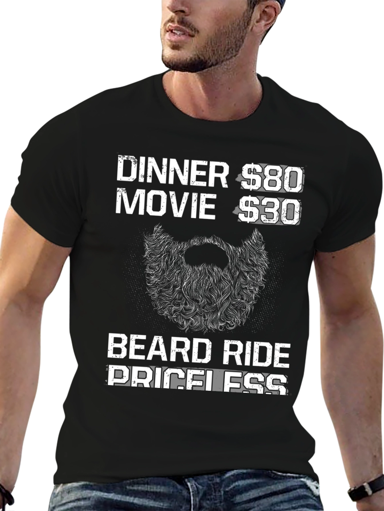 Beard Ride Priceless Mens Black T-Shirt