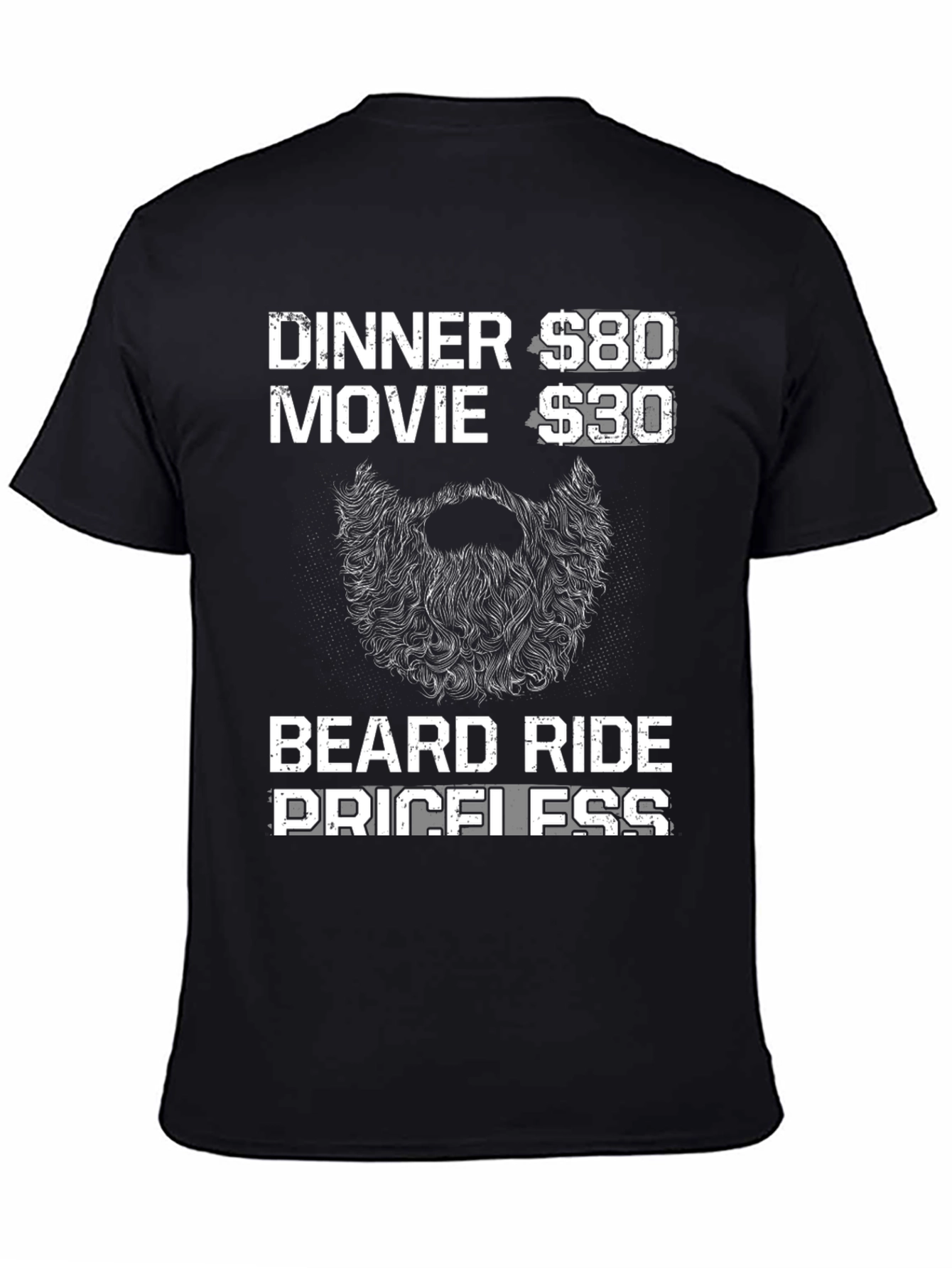 Beard Ride Priceless Mens Black T-Shirt
