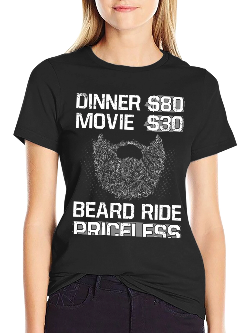 Beard Ride Priceless Mens Black T-Shirt