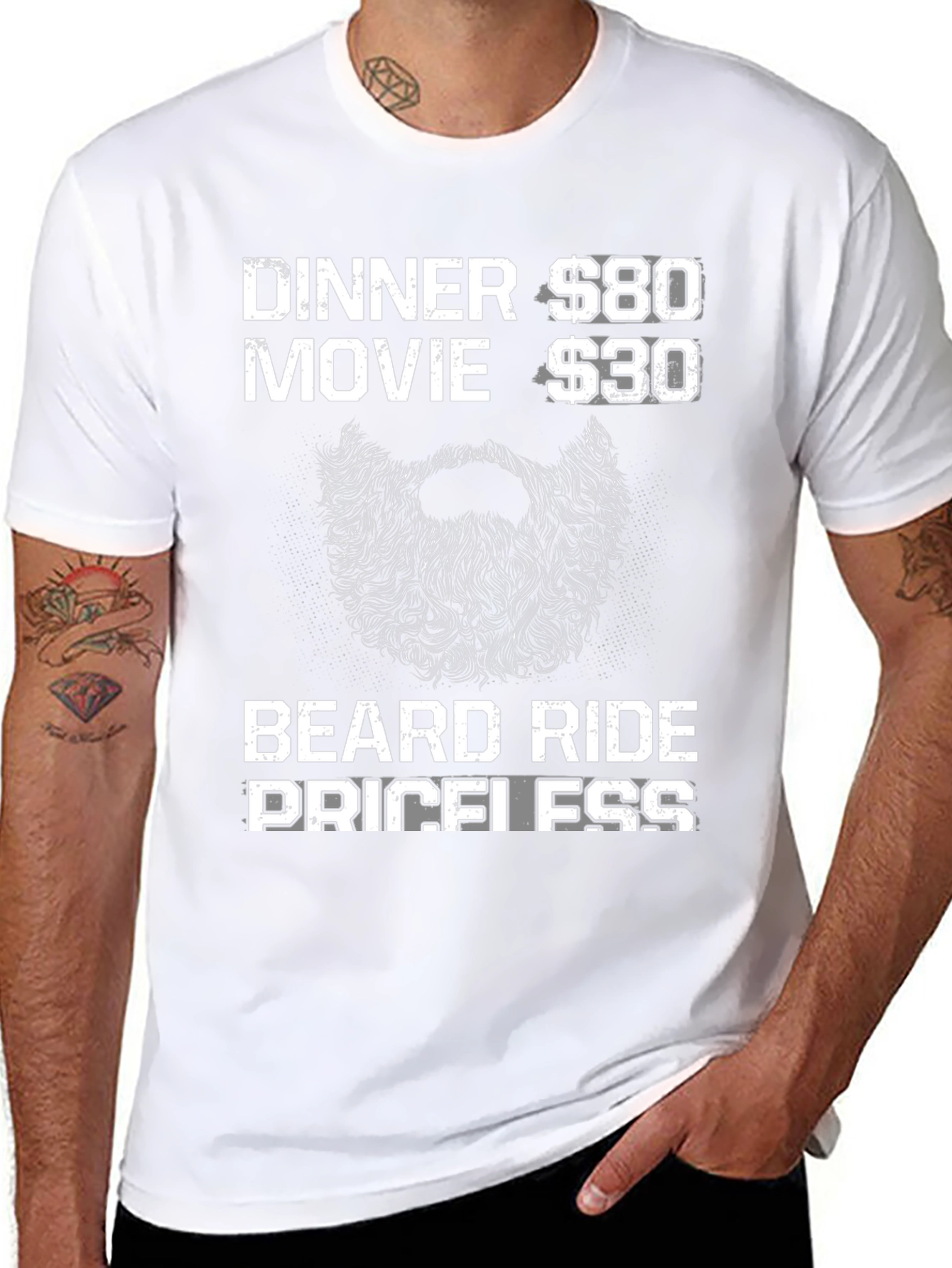 Beard Ride Priceless Mens Black T-Shirt