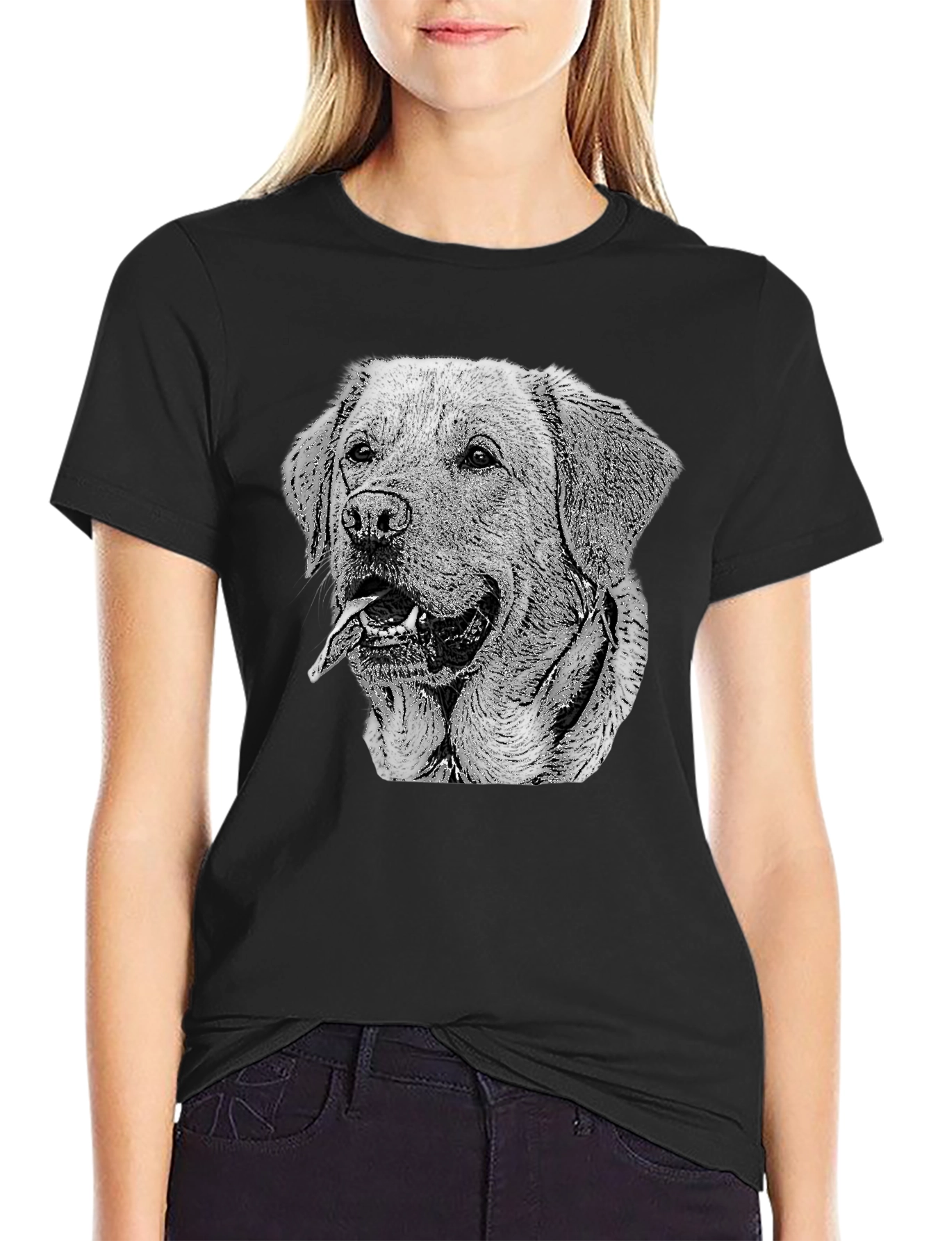 Labrador Dog Graphic Black T-Shirt