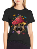 Dog in Mushroom Hat Graphic Tee