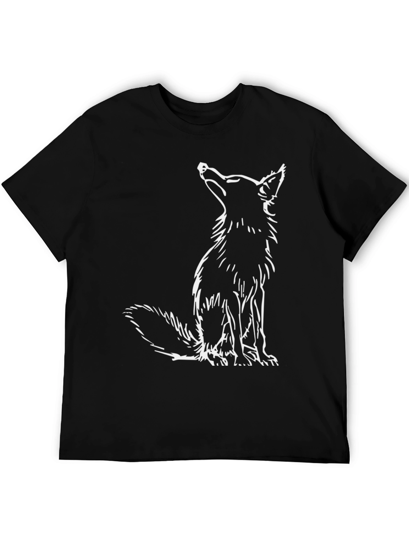 Black T-Shirt with Fox Design