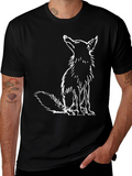 Black T-Shirt with Fox Design