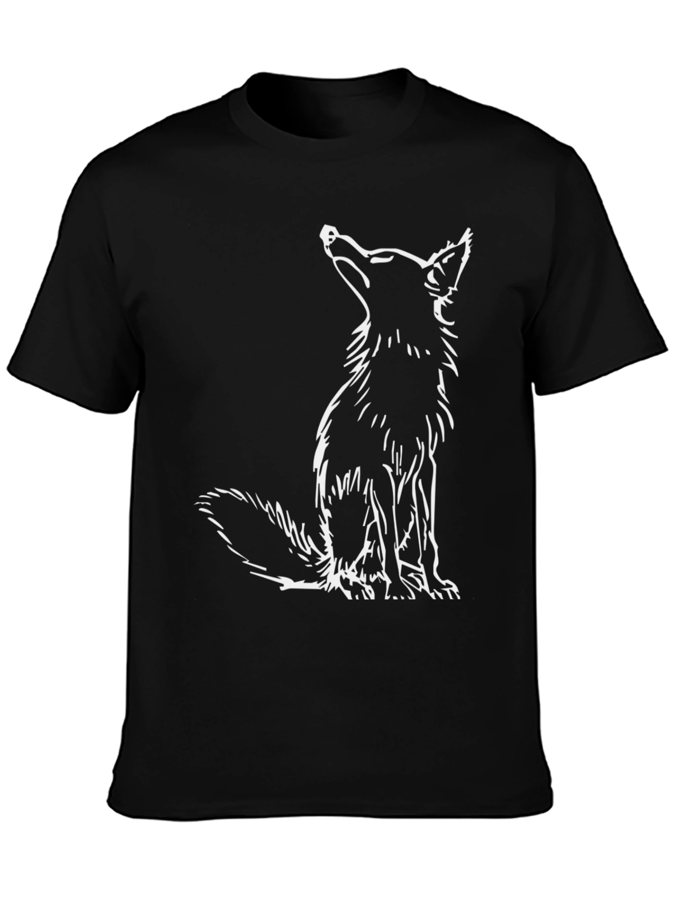 Black T-Shirt with Fox Design
