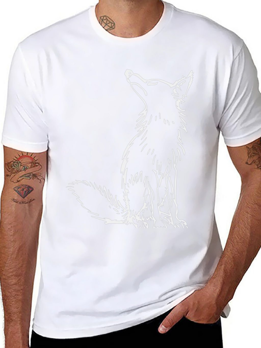 Black T-Shirt with Fox Design