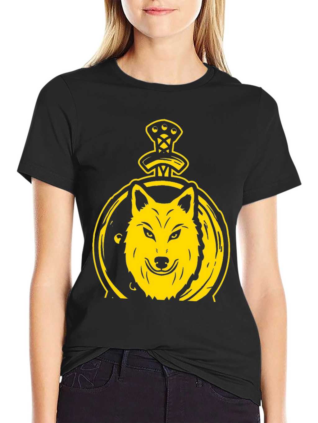 Wolf and Sword Graphic T-Shirt - Black