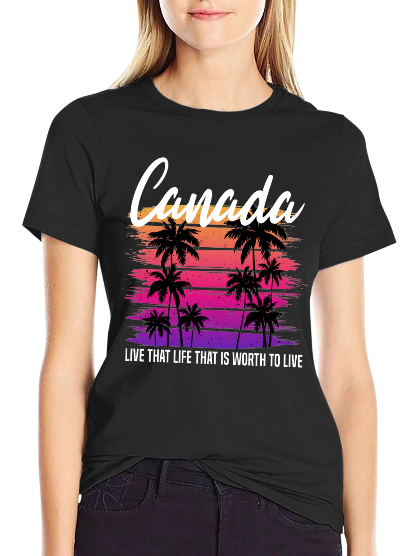 Canada Sunset Palm Tree T-Shirt - Live That Life Tee