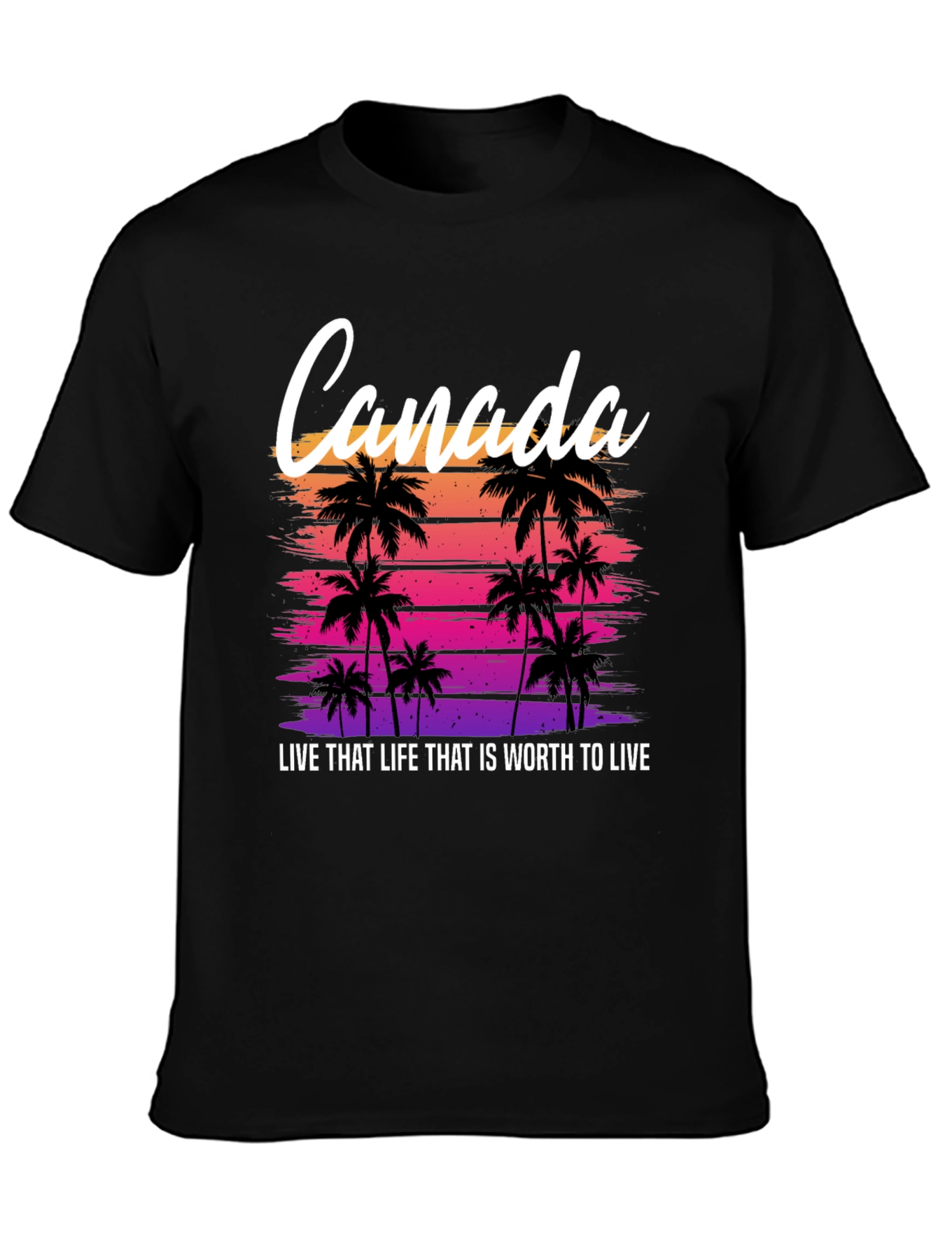 Canada Sunset Palm Tree T-Shirt - Live That Life Tee