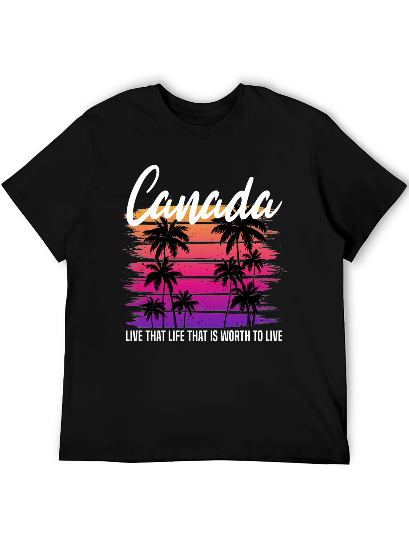 Canada Sunset Palm Tree T-Shirt - Live That Life Tee