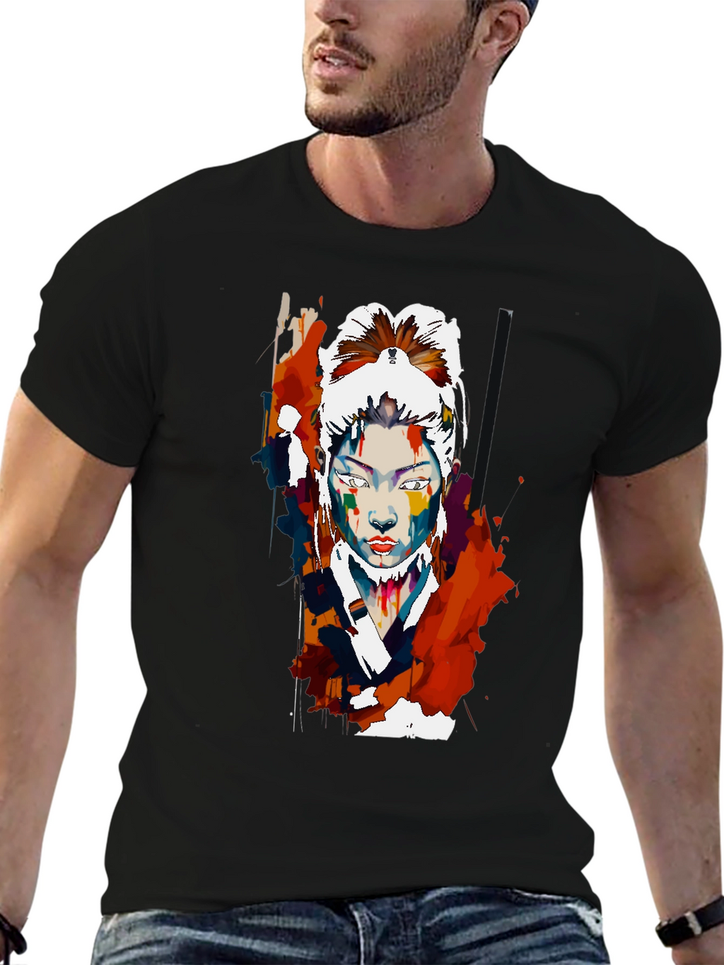 Abstract Asian Woman Graphic T-Shirt