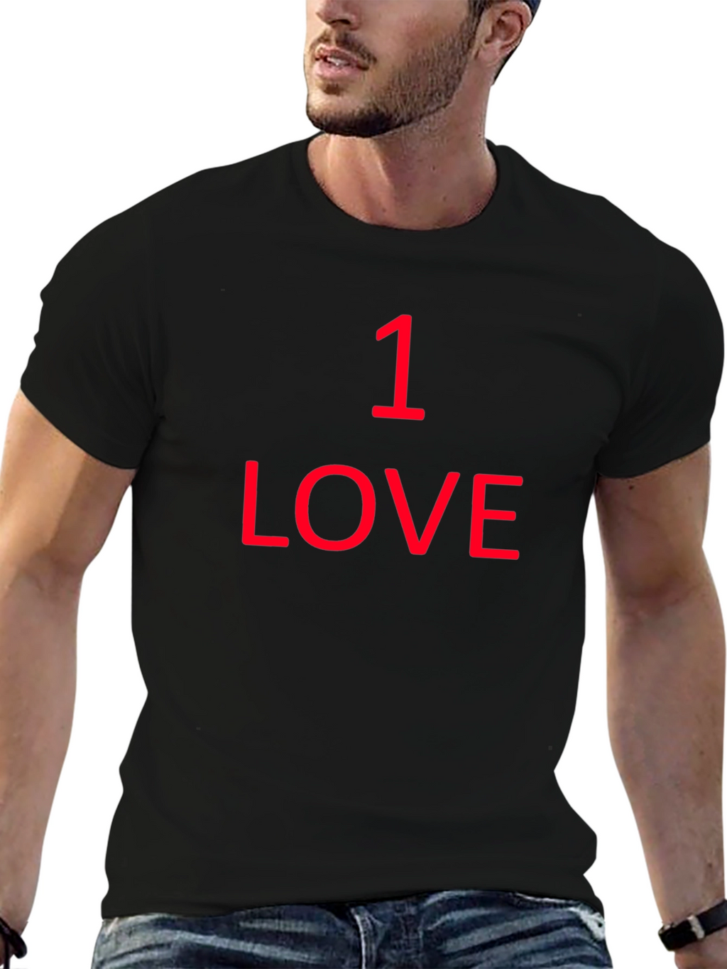 1 Love Graphic Tee - Black Cotton T-Shirt