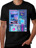 Aesthetic Vaporwave Anime Black T-Shirt
