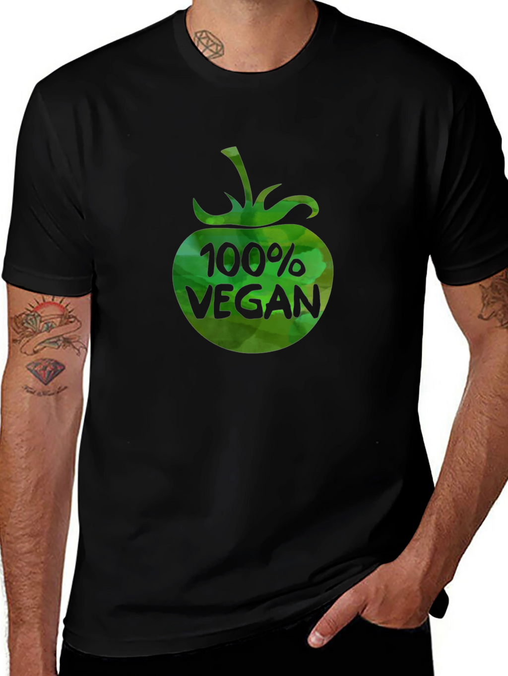 100% Vegan Graphic T-Shirt - Black