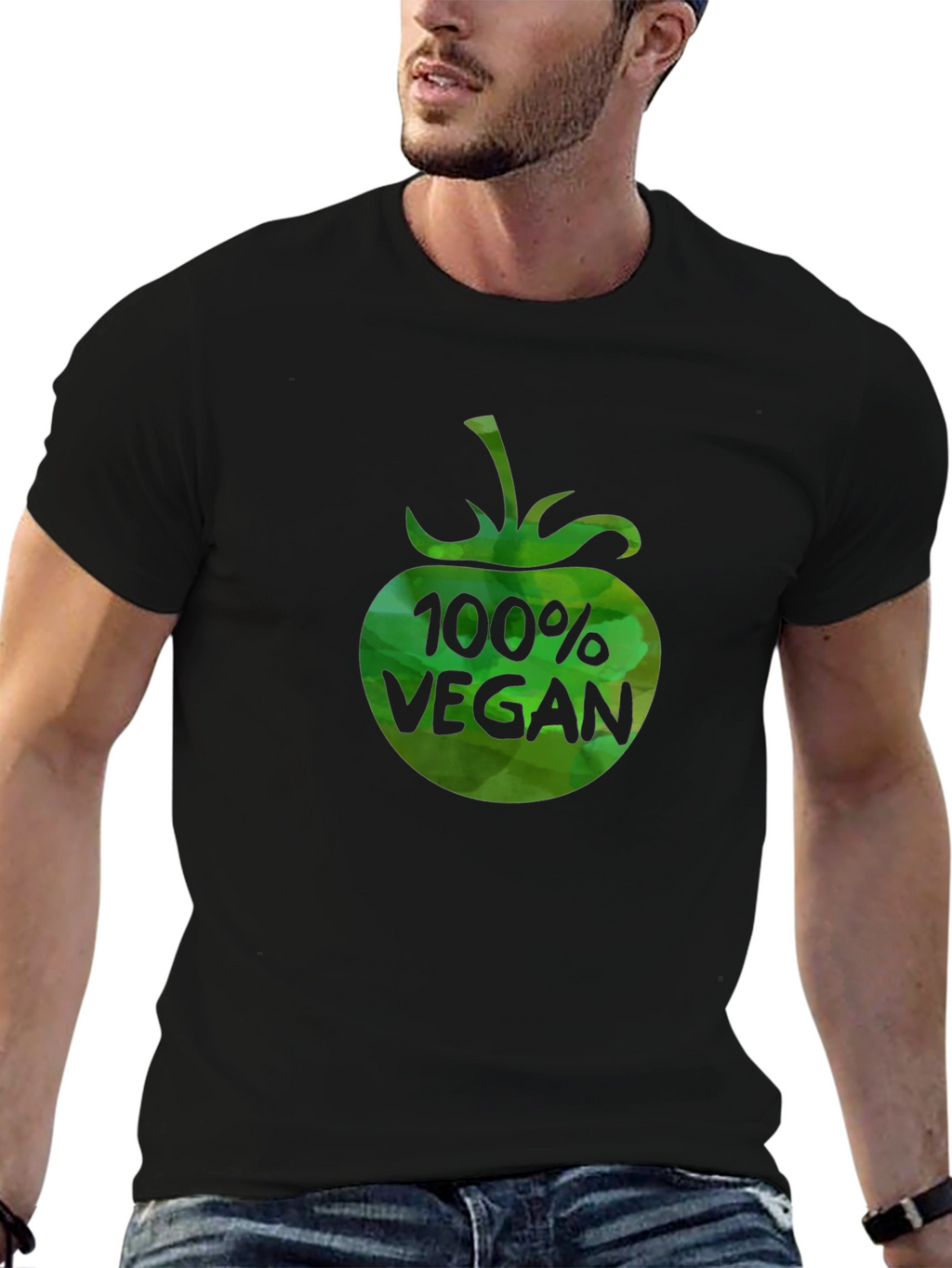 100% Vegan Graphic T-Shirt - Black