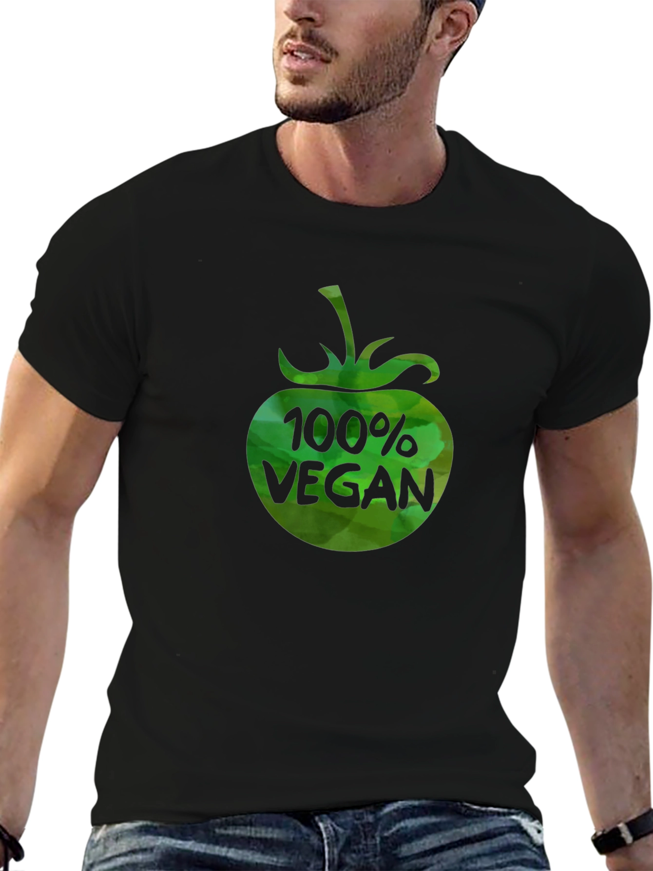100% Vegan Graphic T-Shirt - Black
