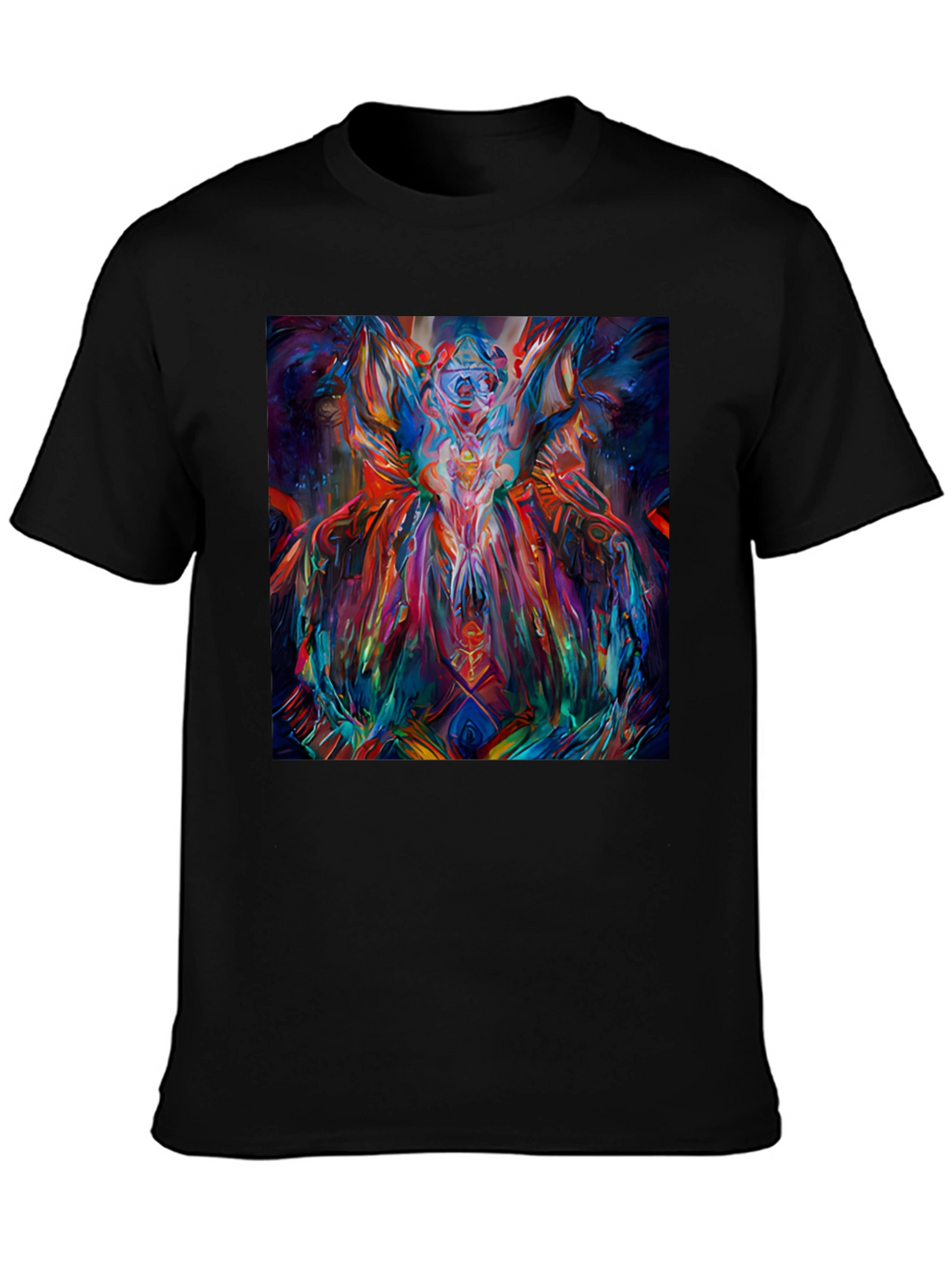 Abstract Art Print Black Crew Neck T-Shirt