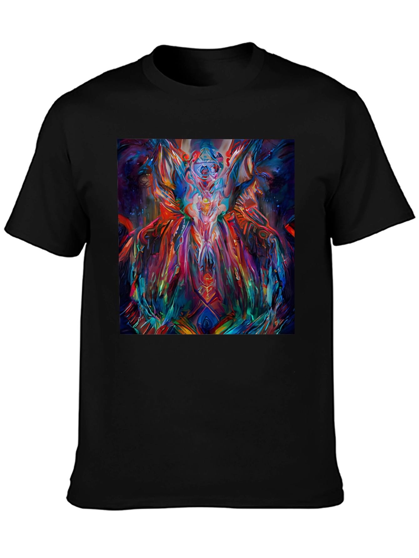 Abstract Art Print Black Crew Neck T-Shirt