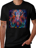 Abstract Art Print Black Crew Neck T-Shirt
