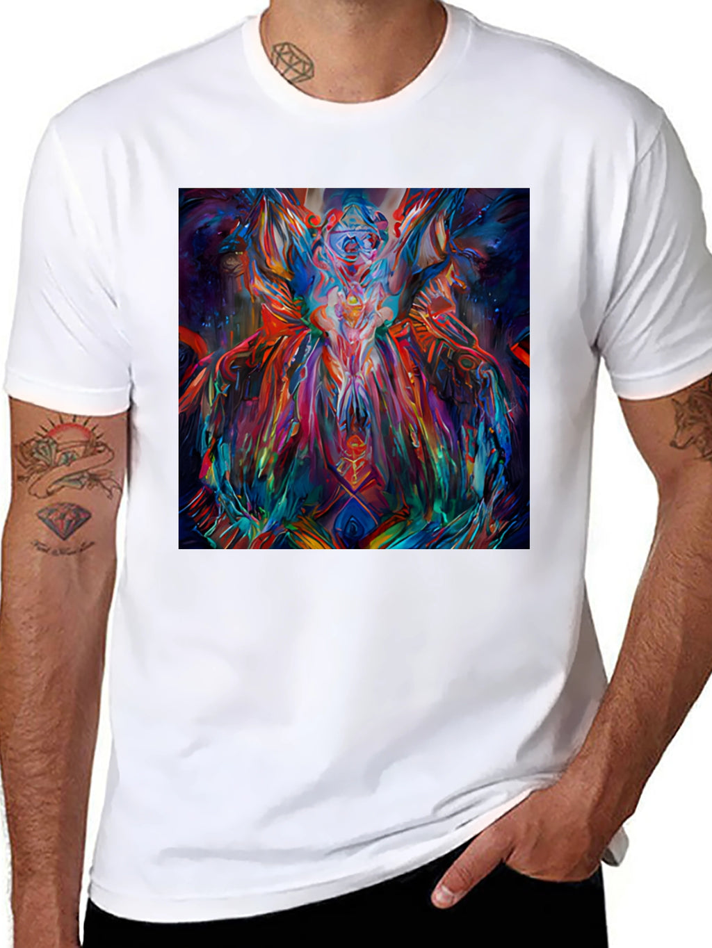 Abstract Art Print Black Crew Neck T-Shirt