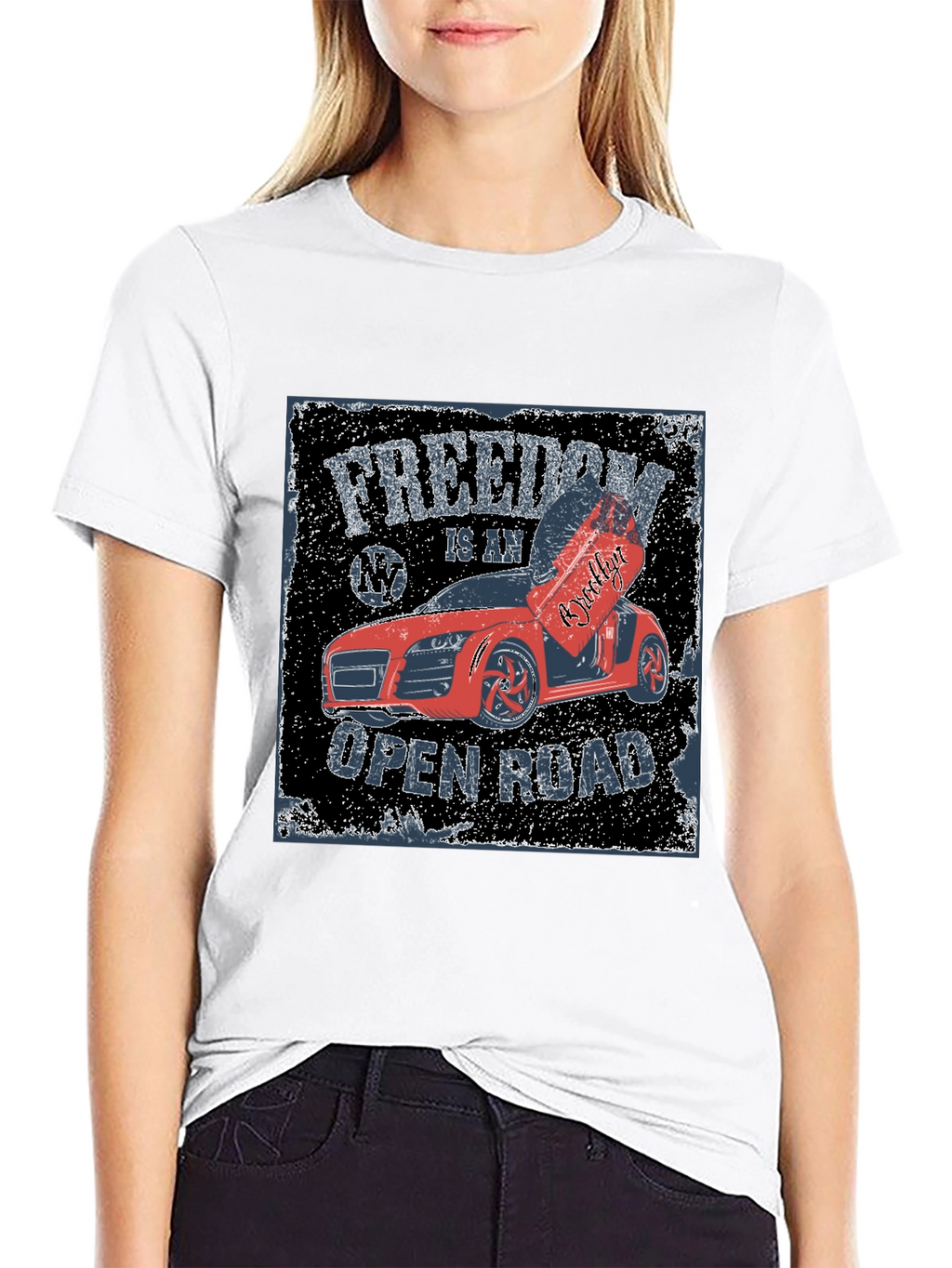 Freedom Open Road Car Graphic T-Shirt