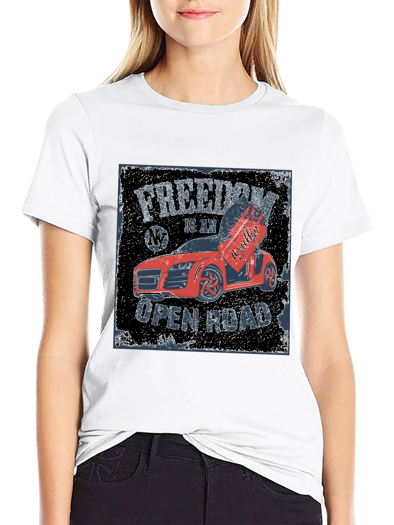 Freedom Open Road Car Graphic T-Shirt
