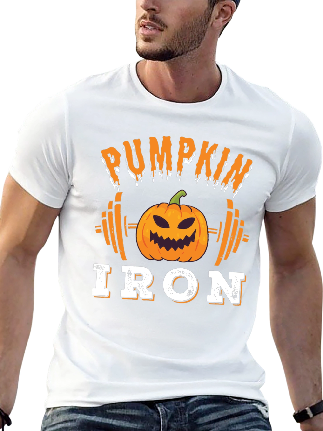 Pumpkin Iron Halloween Gym T-Shirt