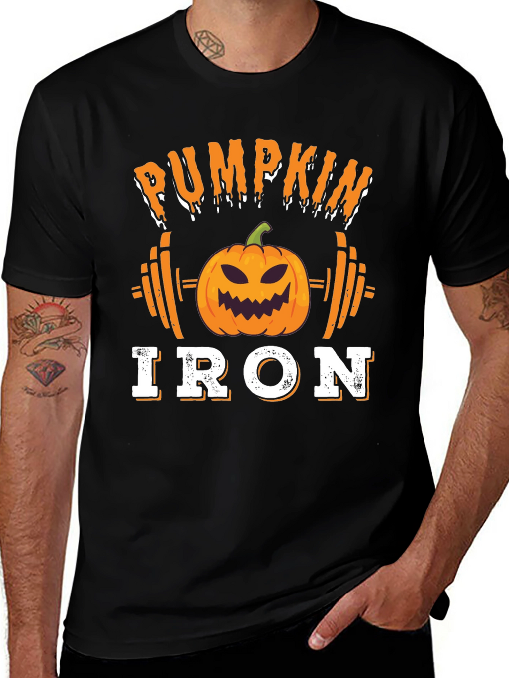 Pumpkin Iron Halloween Gym T-Shirt