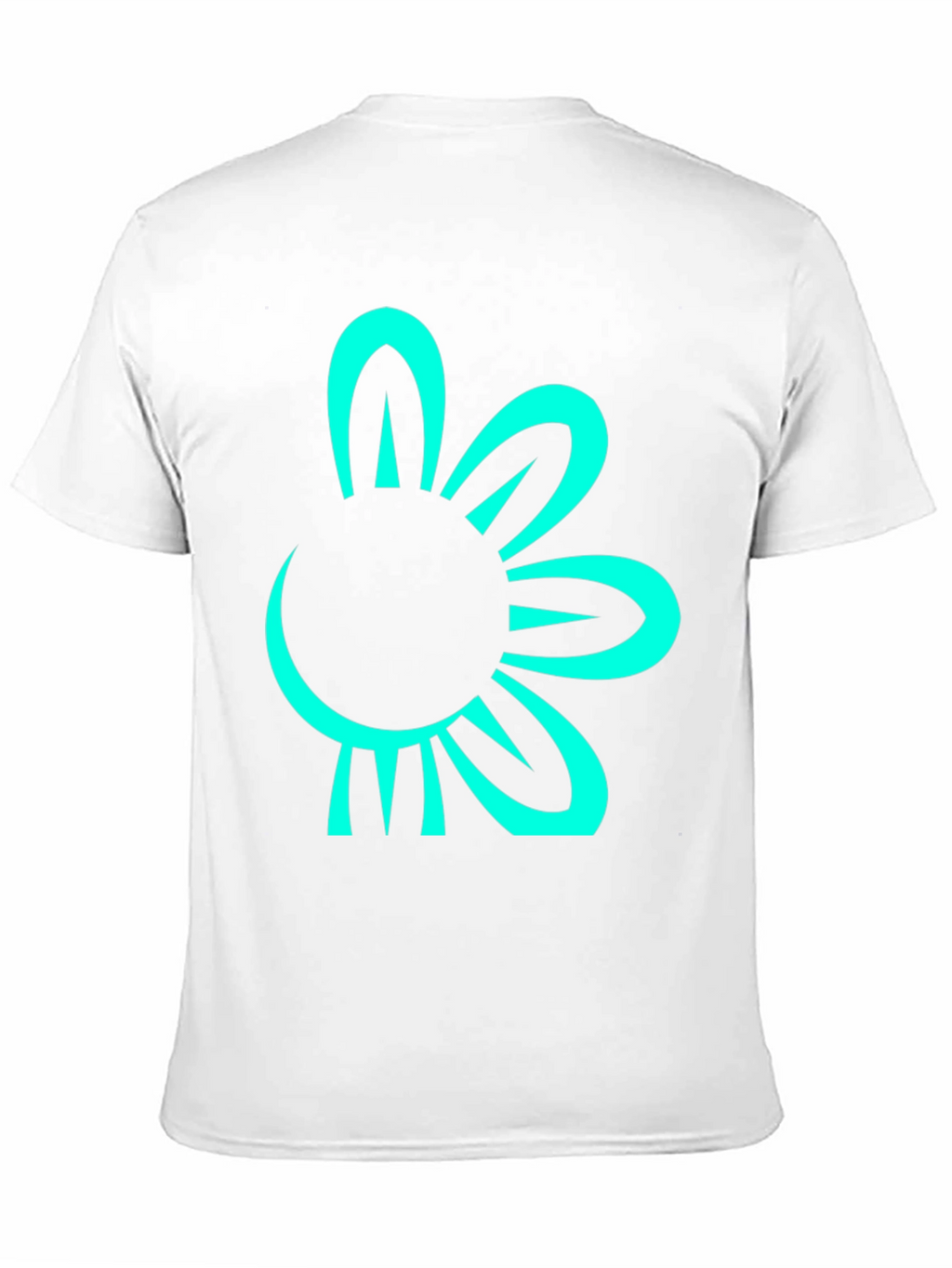 Black T-Shirt with Teal Flower Graphic