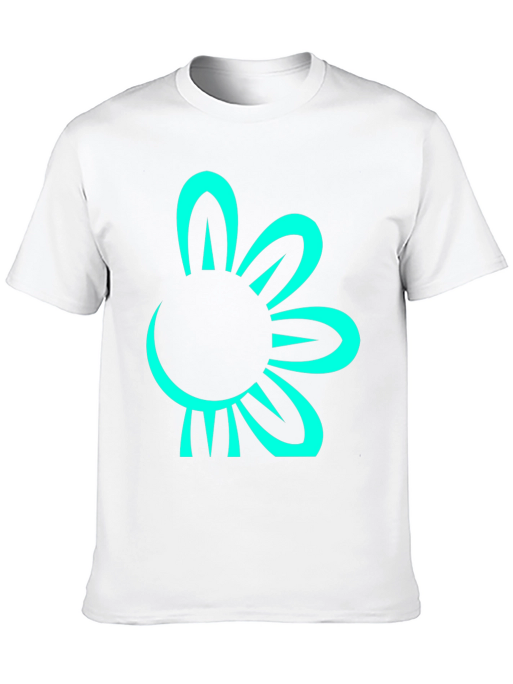 Black T-Shirt with Teal Flower Graphic