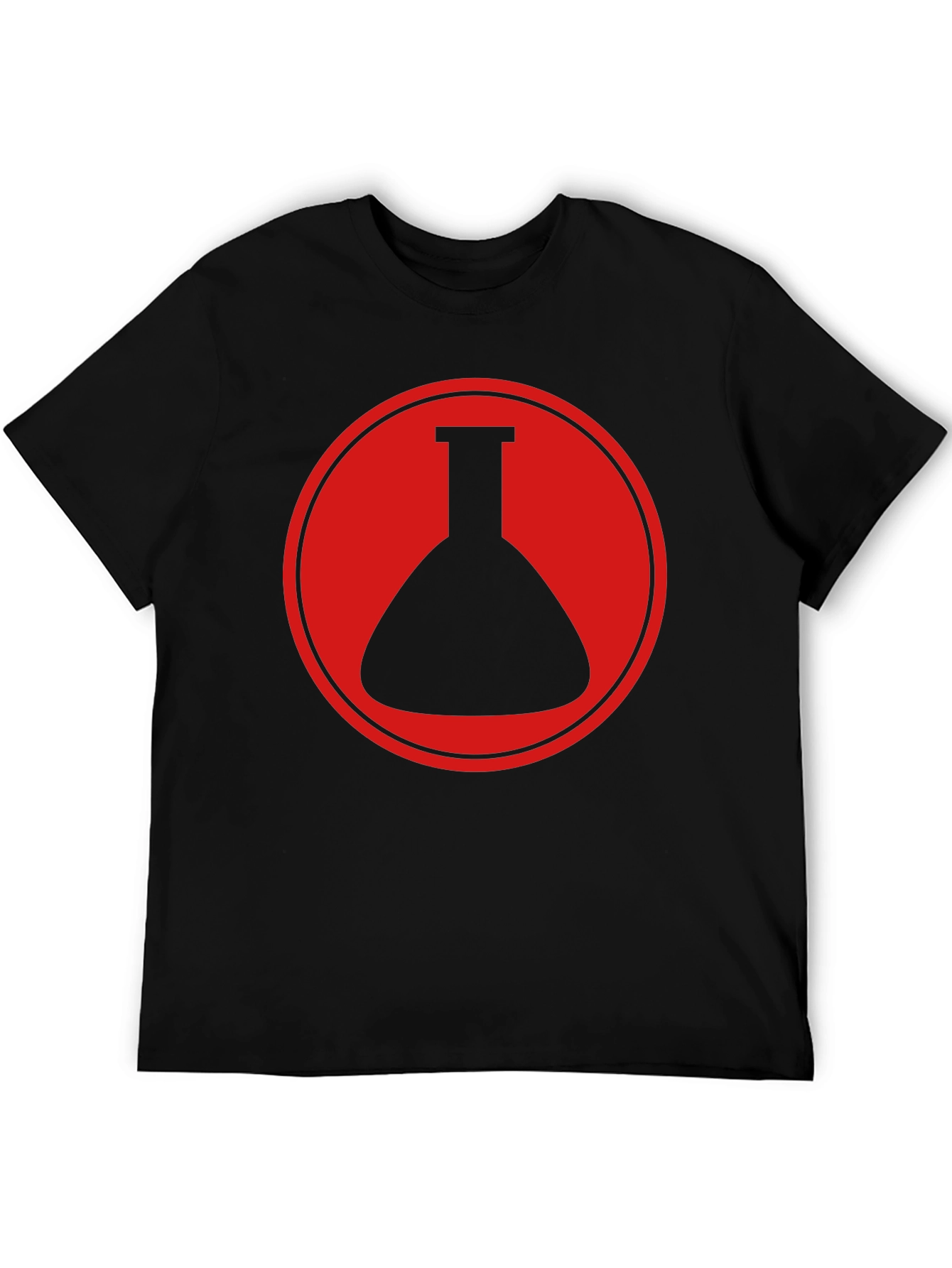 Black T-Shirt with Red Chemistry Beaker Circle Graphic