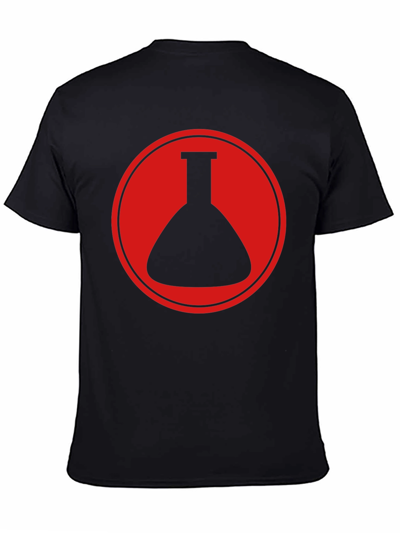Black T-Shirt with Red Chemistry Beaker Circle Graphic