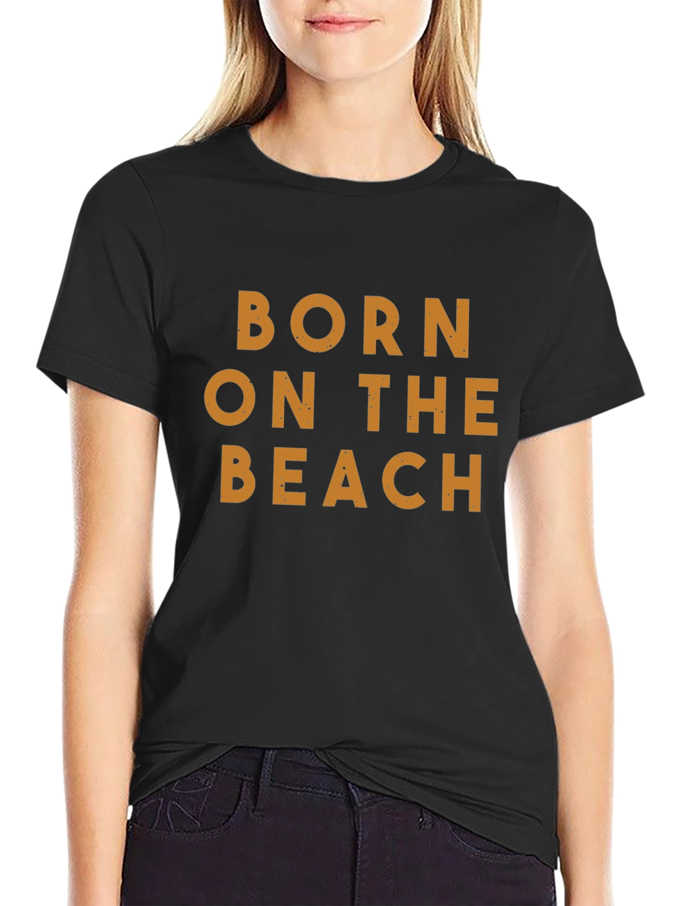 Born on the Beach Graphic Tee - Black Cotton T-Shirt