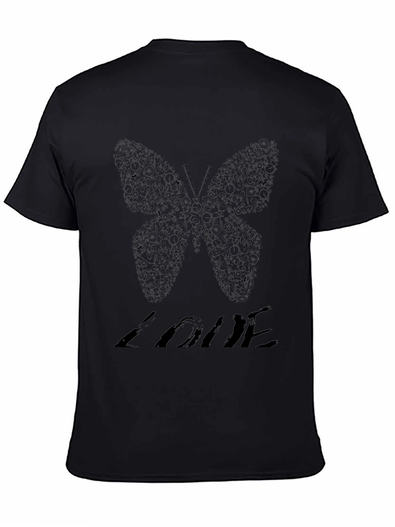 Butterfly Love Graphic Black Tee Shirt