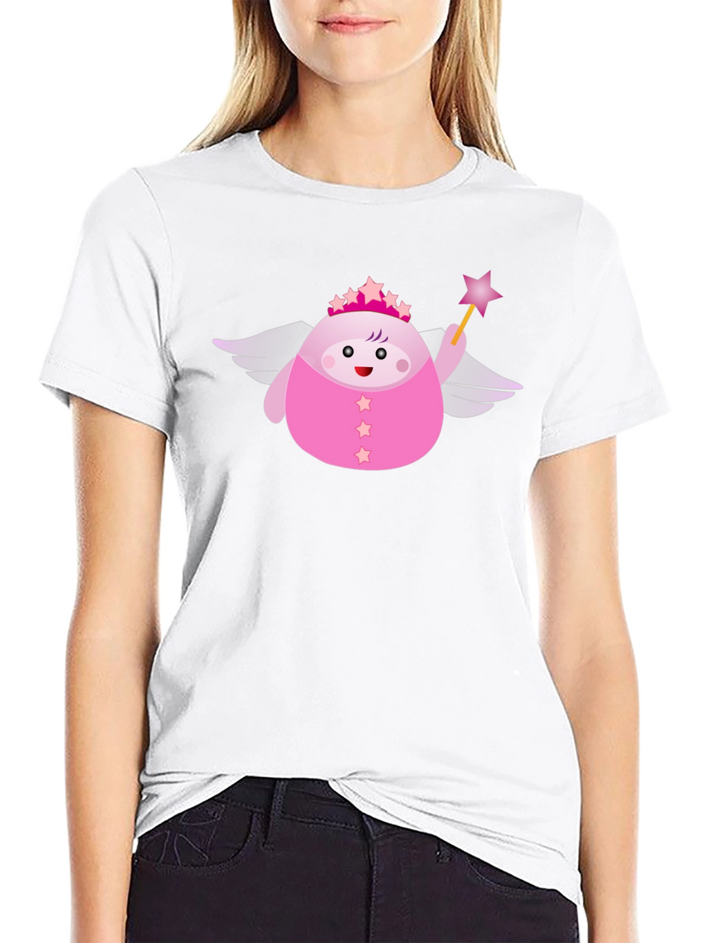 Cute Pink Fairy Cartoon Graphic T-Shirt