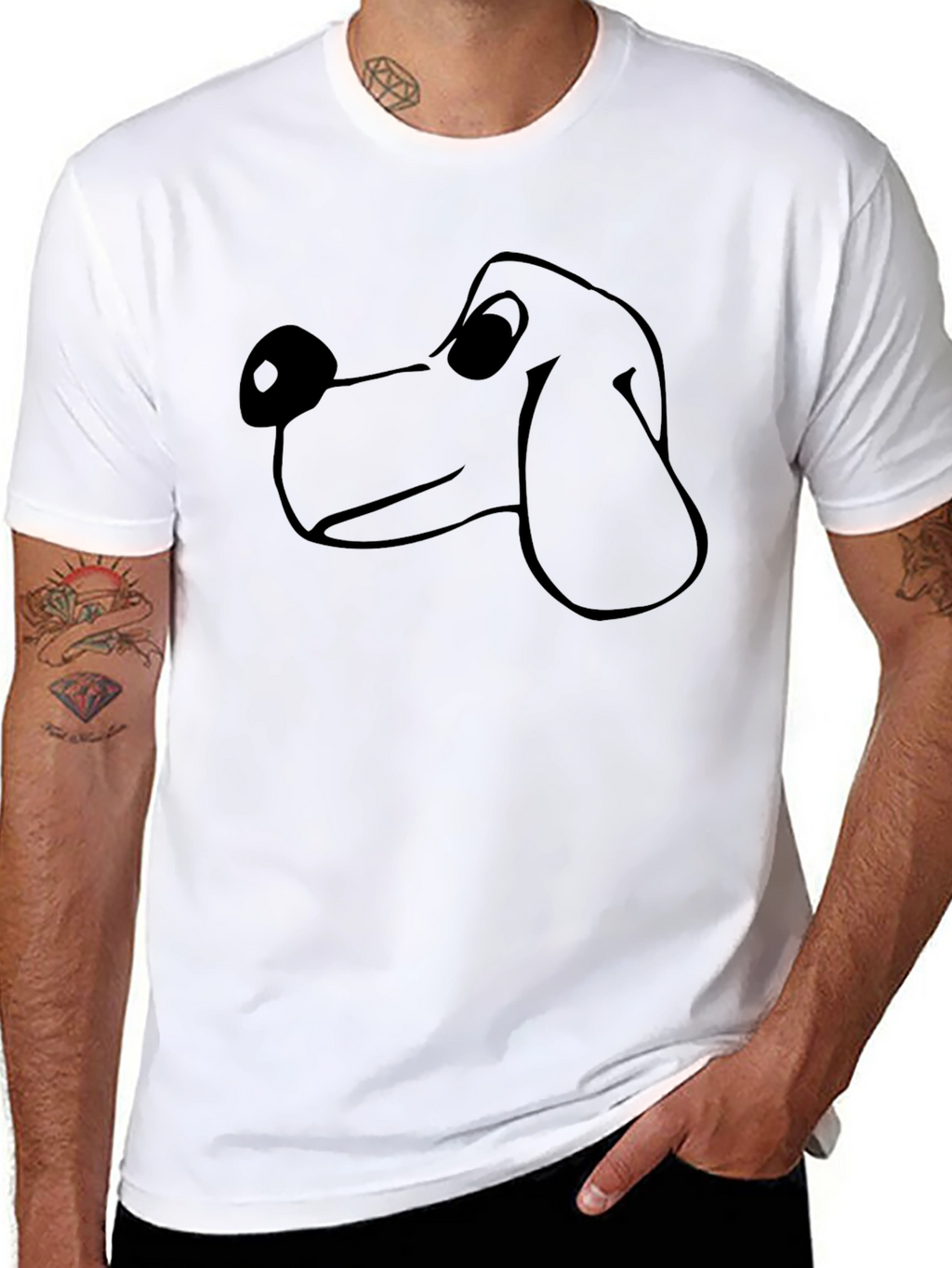 Cartoon Dog Graphic Tee - Black