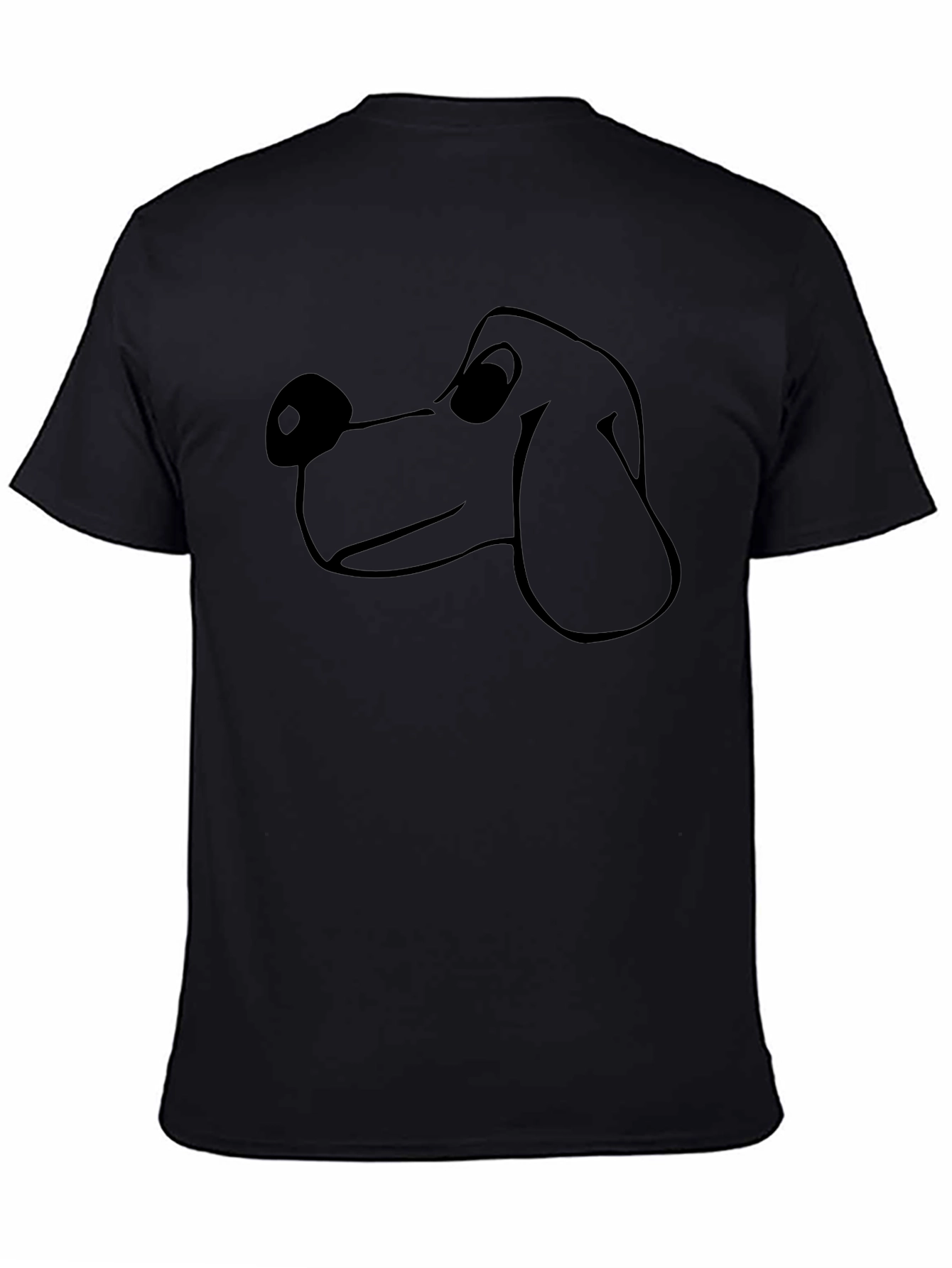 Cartoon Dog Graphic Tee - Black