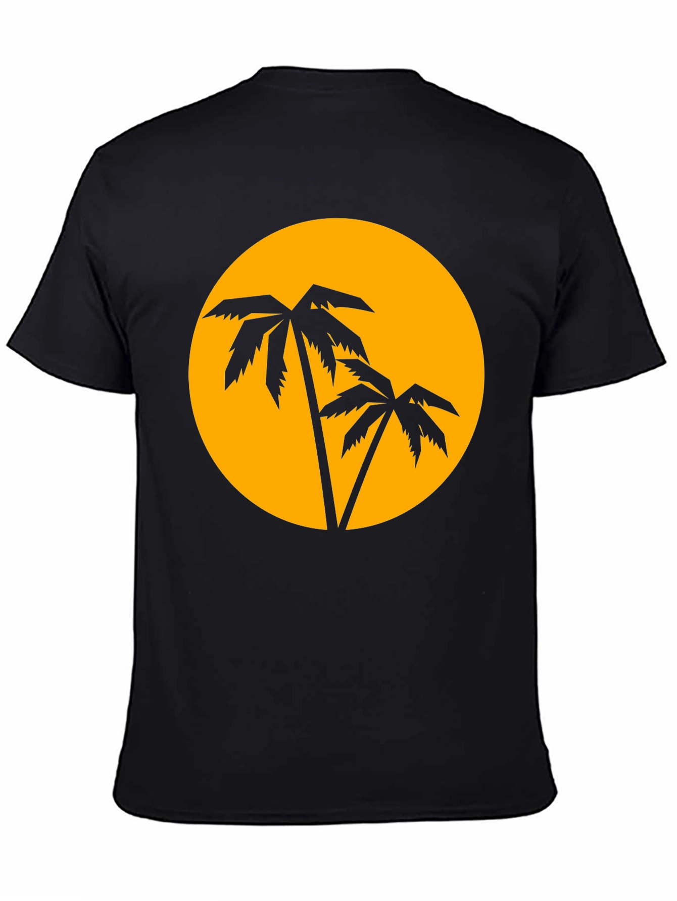 Tropical Palm Tree Sunset Graphic Tee - Black