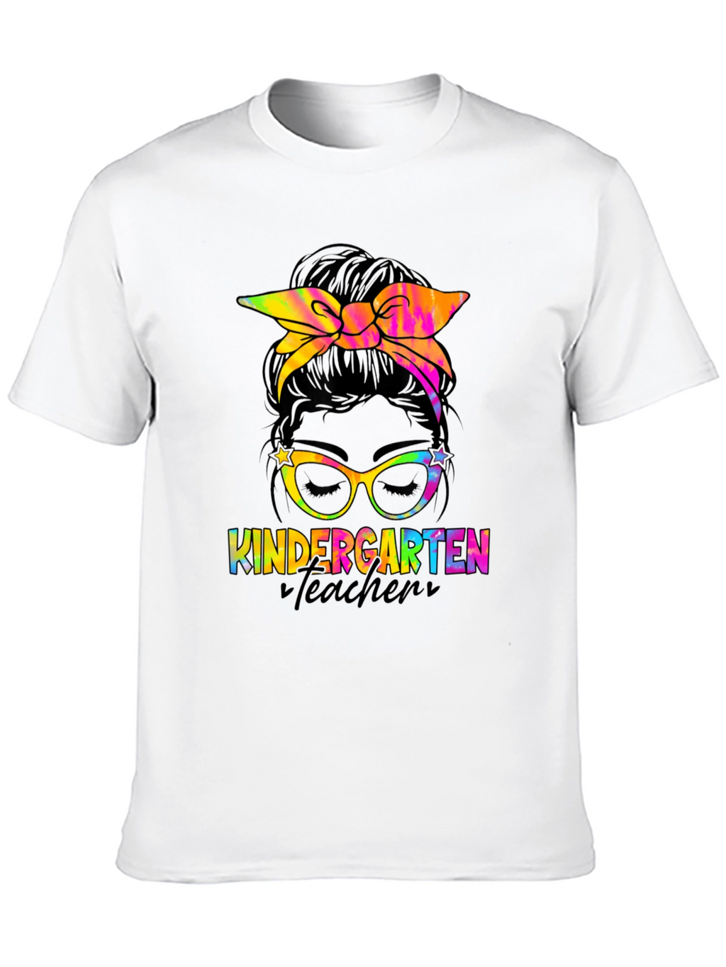 Kindergarten Teacher Messy Bun T-Shirt