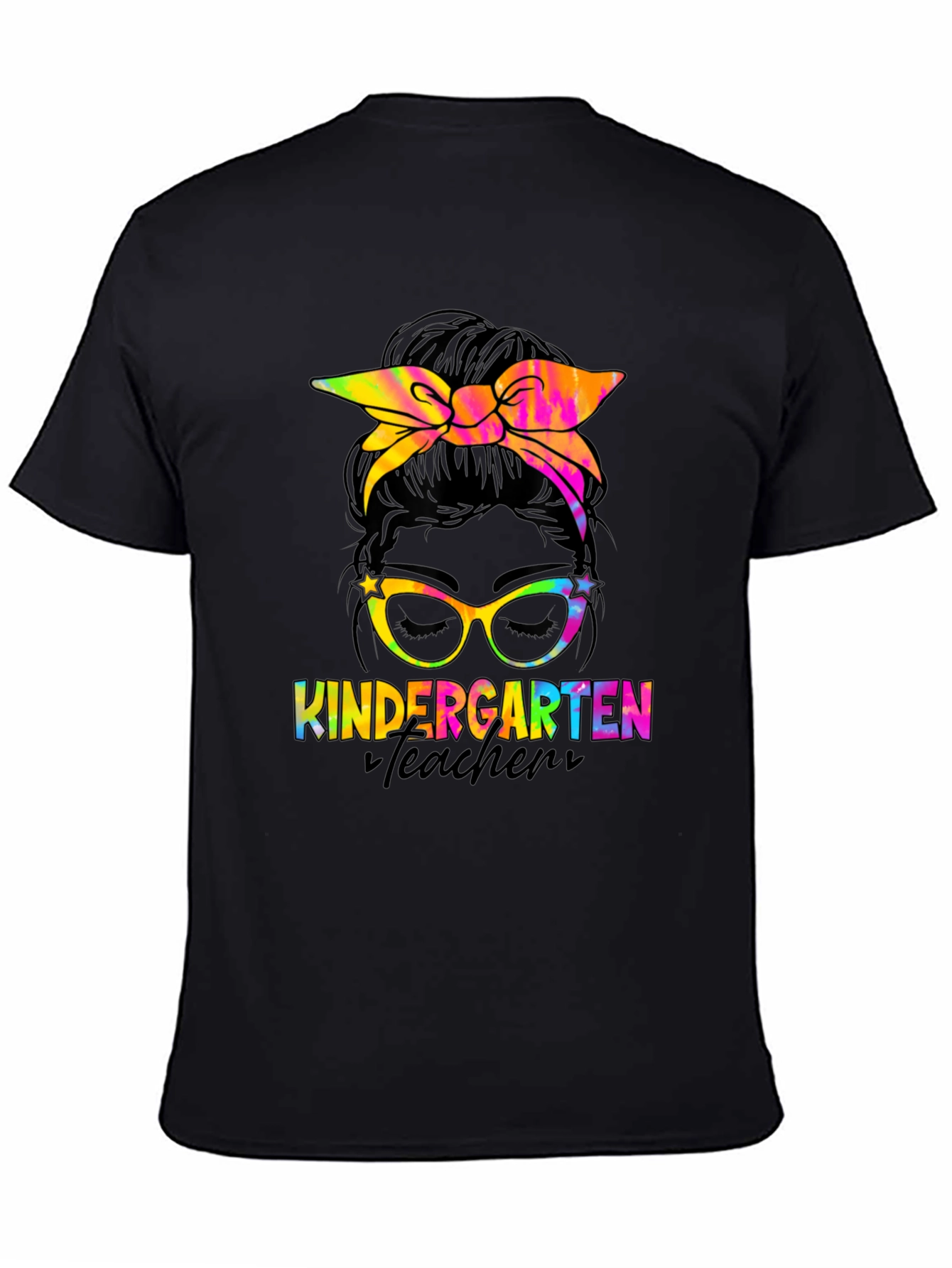 Kindergarten Teacher Messy Bun T-Shirt