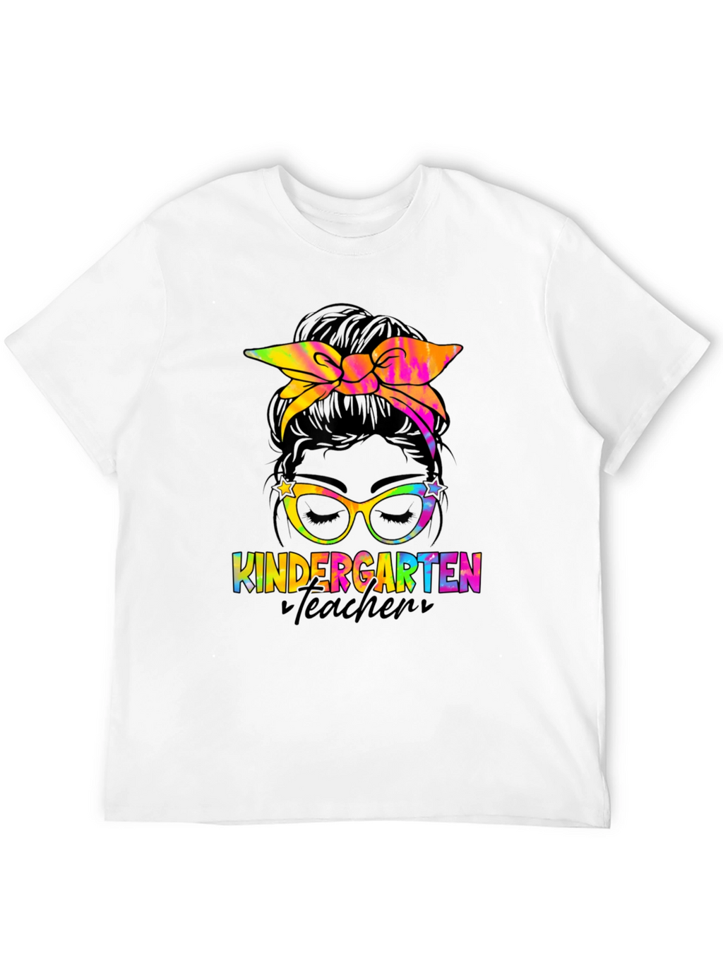 Kindergarten Teacher Messy Bun T-Shirt