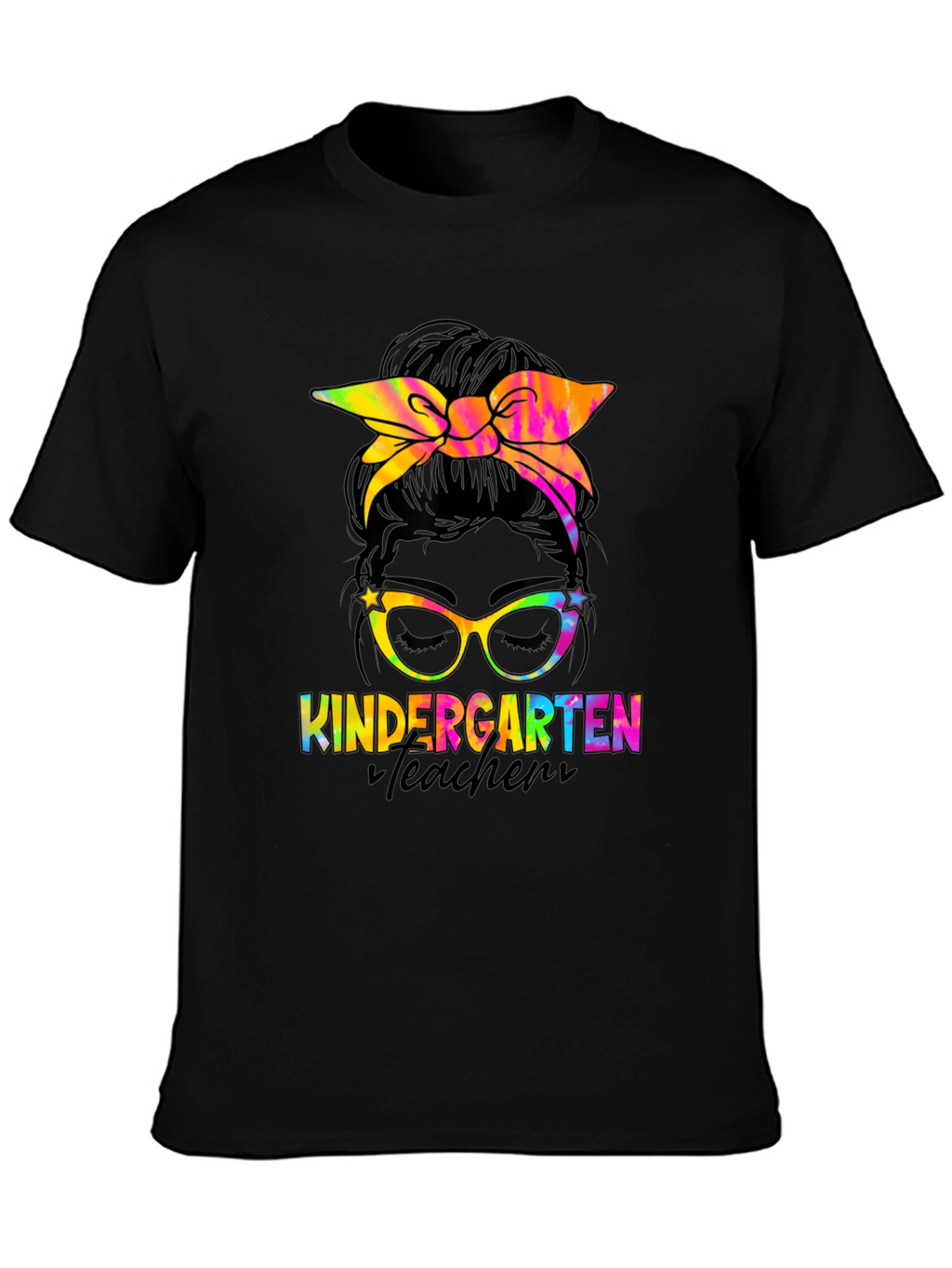 Kindergarten Teacher Messy Bun T-Shirt