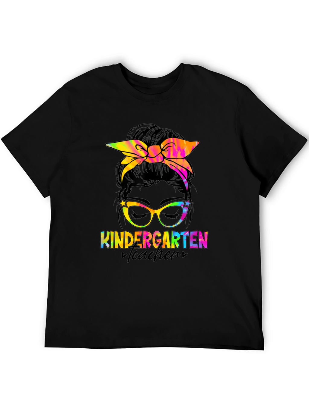 Kindergarten Teacher Messy Bun T-Shirt