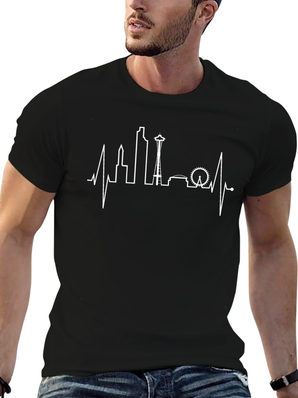Seattle Skyline Heartbeat T-Shirt