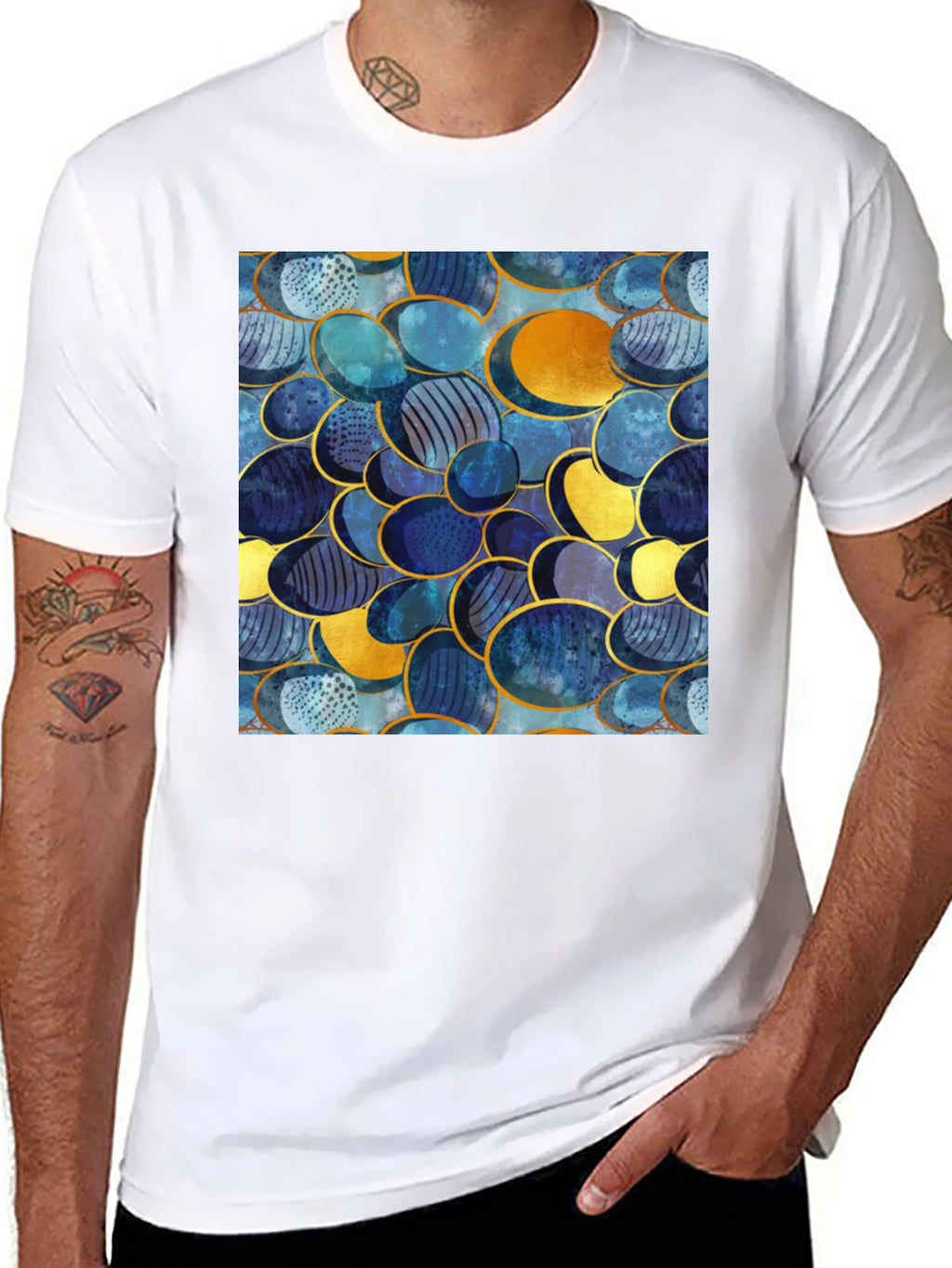 Abstract Oval Design Black T-Shirt