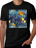 Abstract Oval Design Black T-Shirt