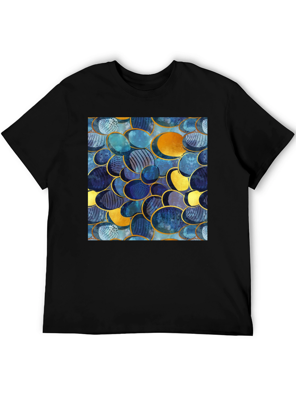 Abstract Oval Design Black T-Shirt